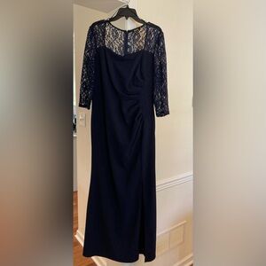 SLNY Blue 3/4 Sleeve Evening Cocktail Gown Size 14